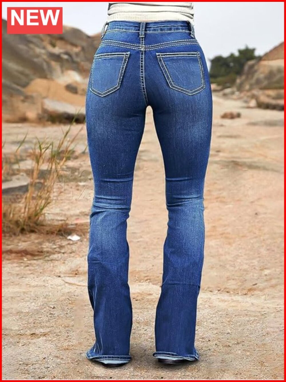 Mid Rise Bootcut Split Ripped Stitch Curvy Jeans - Picture 4 of 6